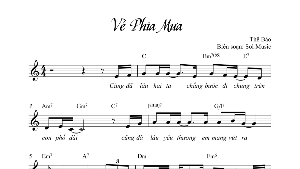 Về Phía Mưa Sheet Đệm Hát